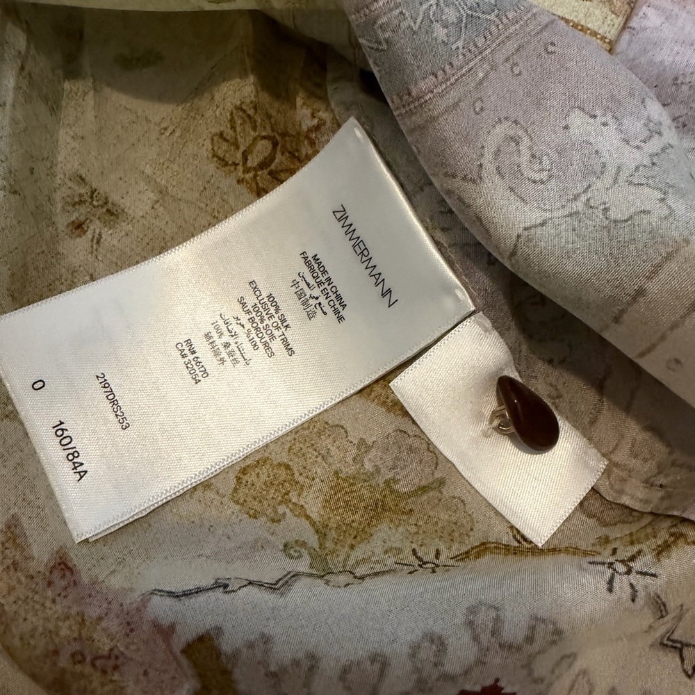 Zimmermann Tallow Printed 100% Silk Midi  Dress - Picture 3 of 5